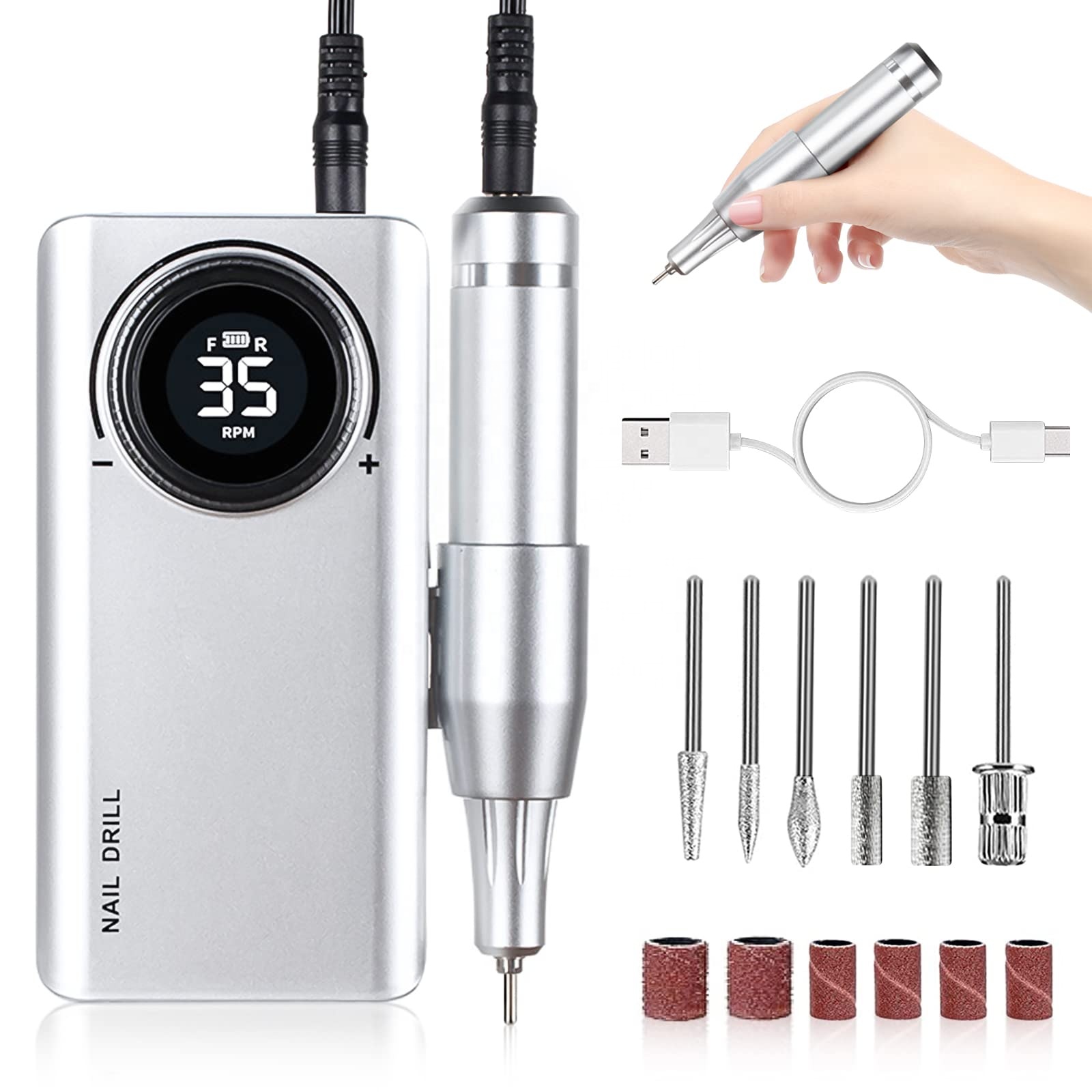 New Mini Professional Electric 85W Portable Rechargeable Nail Drill Machine Manicure Pedicure Polishing For Home Salon Use