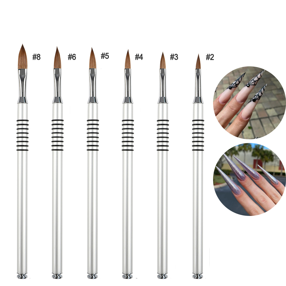 New Arrivals Aluminum Kolinsky Acrylic UV Gel Carving Pen Liquid Powder Nail 3D Drawing Brush for Nails Art