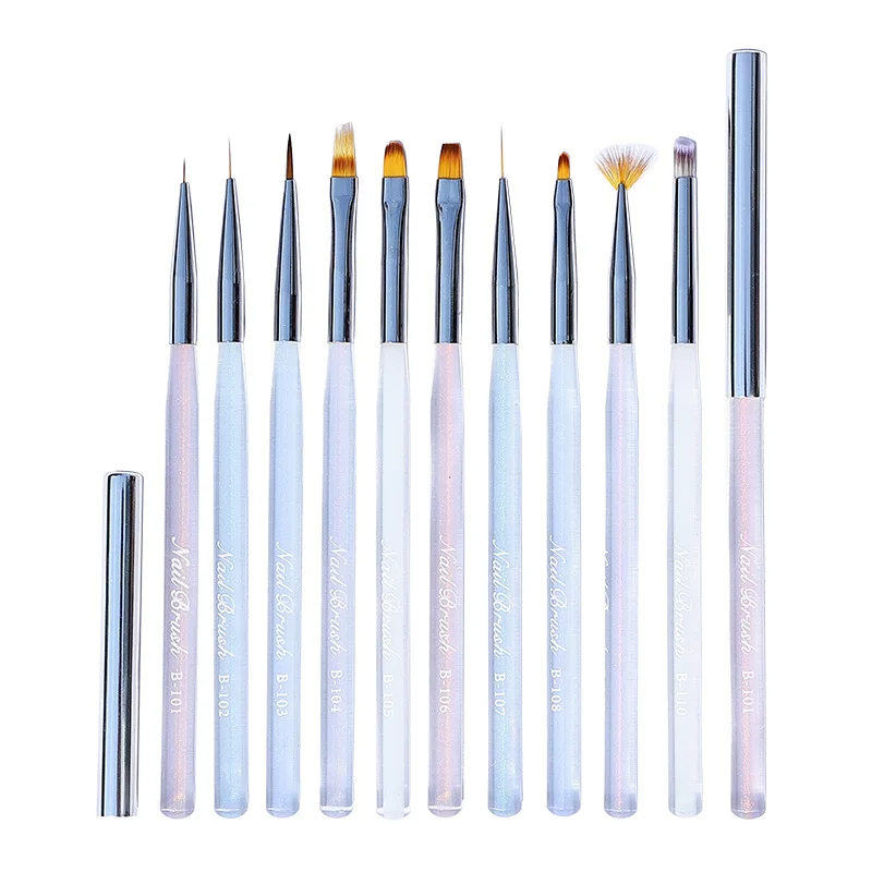 High Quality Transparent Macaron Liquid Powder Carving Gel Brush Manicure Painting Pen Nail Art Brush