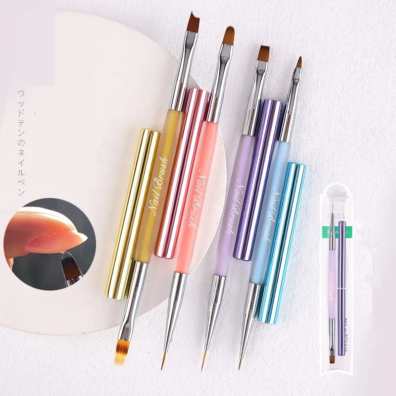 Popular Products Double Head Crystal Handle Nail Art Manicure Painting Pen Gel DIY Nails Liner Brush